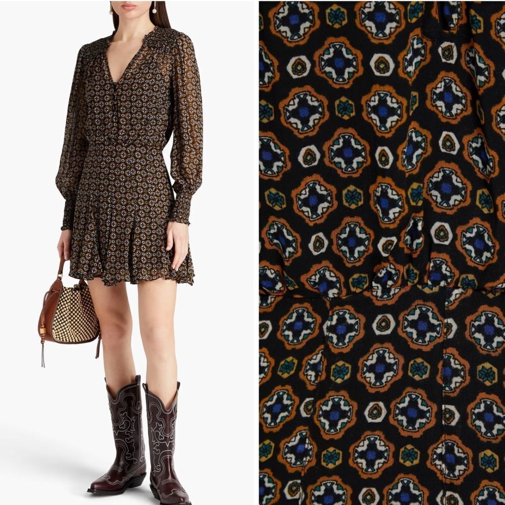 NWT VERONICA BEARD Sacchi printed chiffon mini dress Size 0